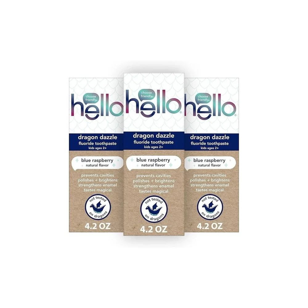 Hello Kids Toothpaste (4.2 oz) – Unicorn Sparkle, Dragon, Strawberry, 5ct